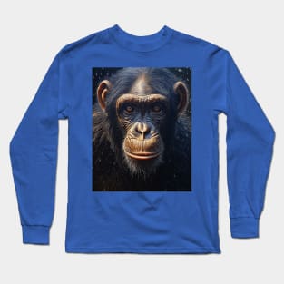 Oil Paint Hyperrealism: Amazing Zoo Chimpanzee Long Sleeve T-Shirt